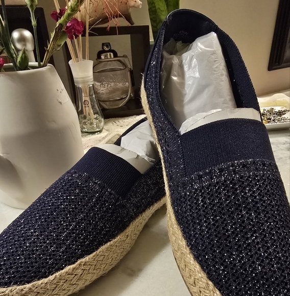 Easy Spirit Hassie Slip On Casual Espadrilles Navy shimmer 8.5 - Picture 2 of 16
